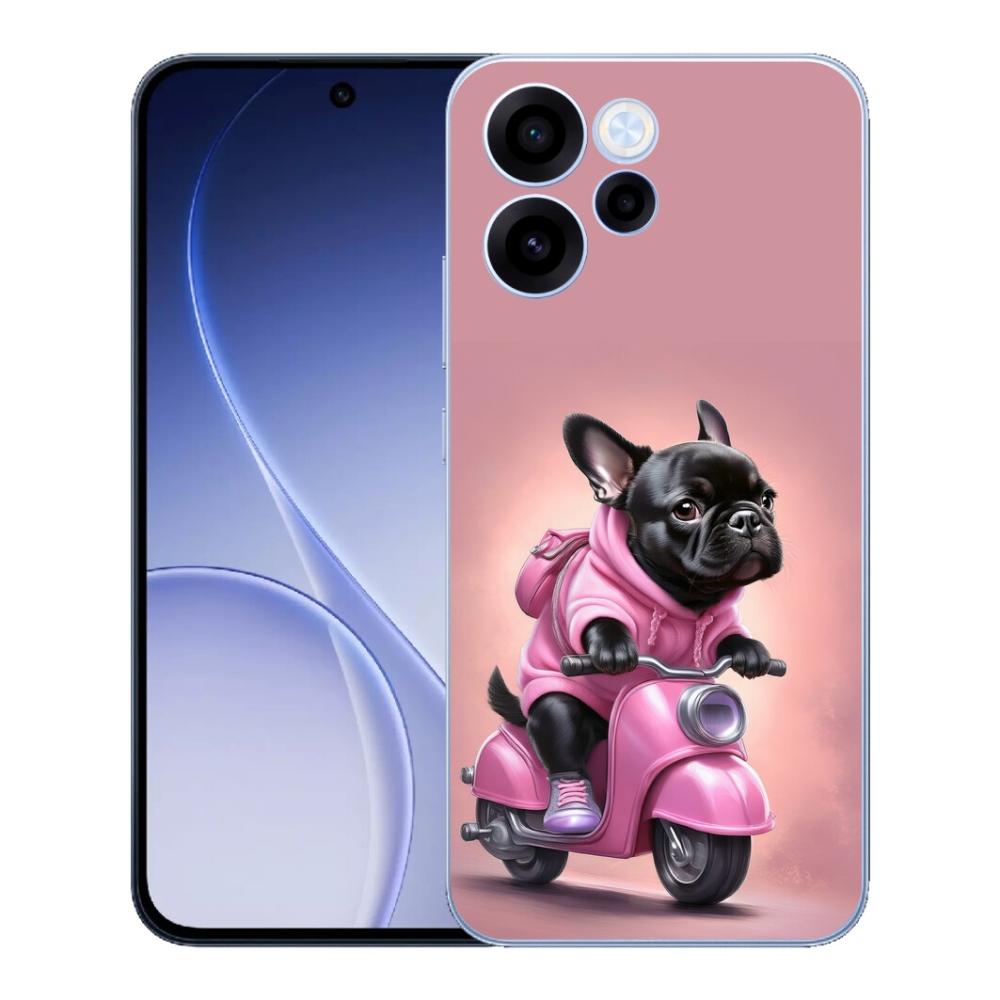 Gelový kryt mmCase na Oppo Reno 15 FS 5G - francouzský buldoček na skútru