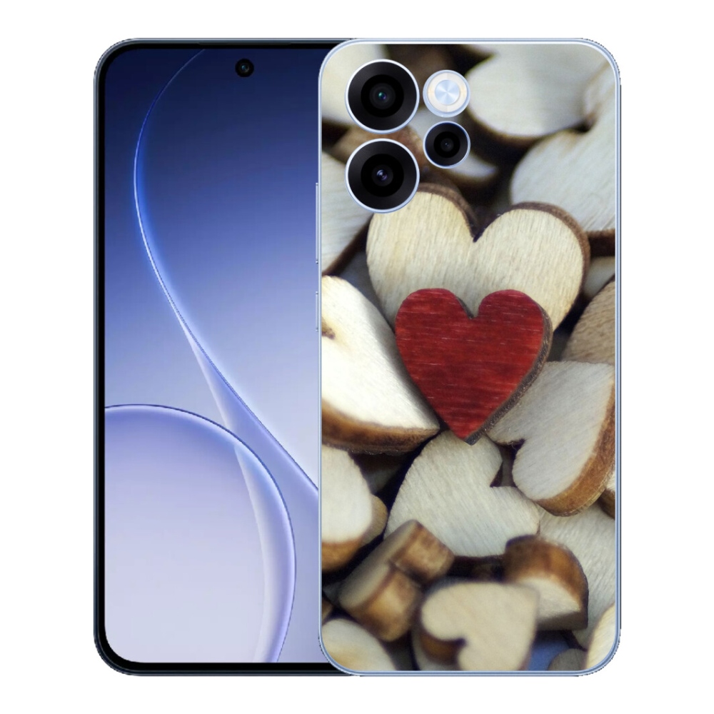 Gelový kryt mmCase na Oppo Reno 15 FS 5G - gravírované červené srdce 