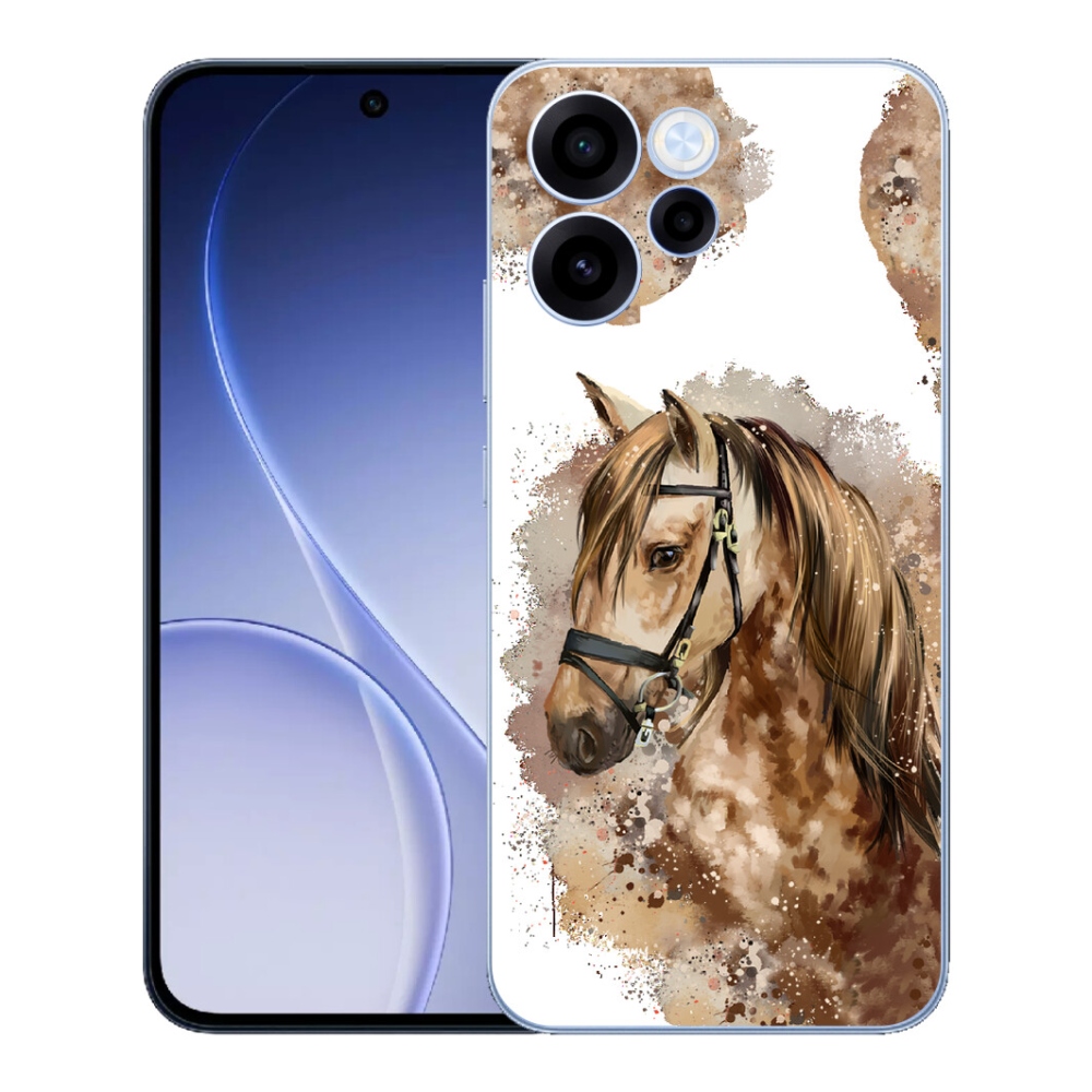 Gelový kryt mmCase na Oppo Reno 15 FS 5G - hnědý kreslený kůň