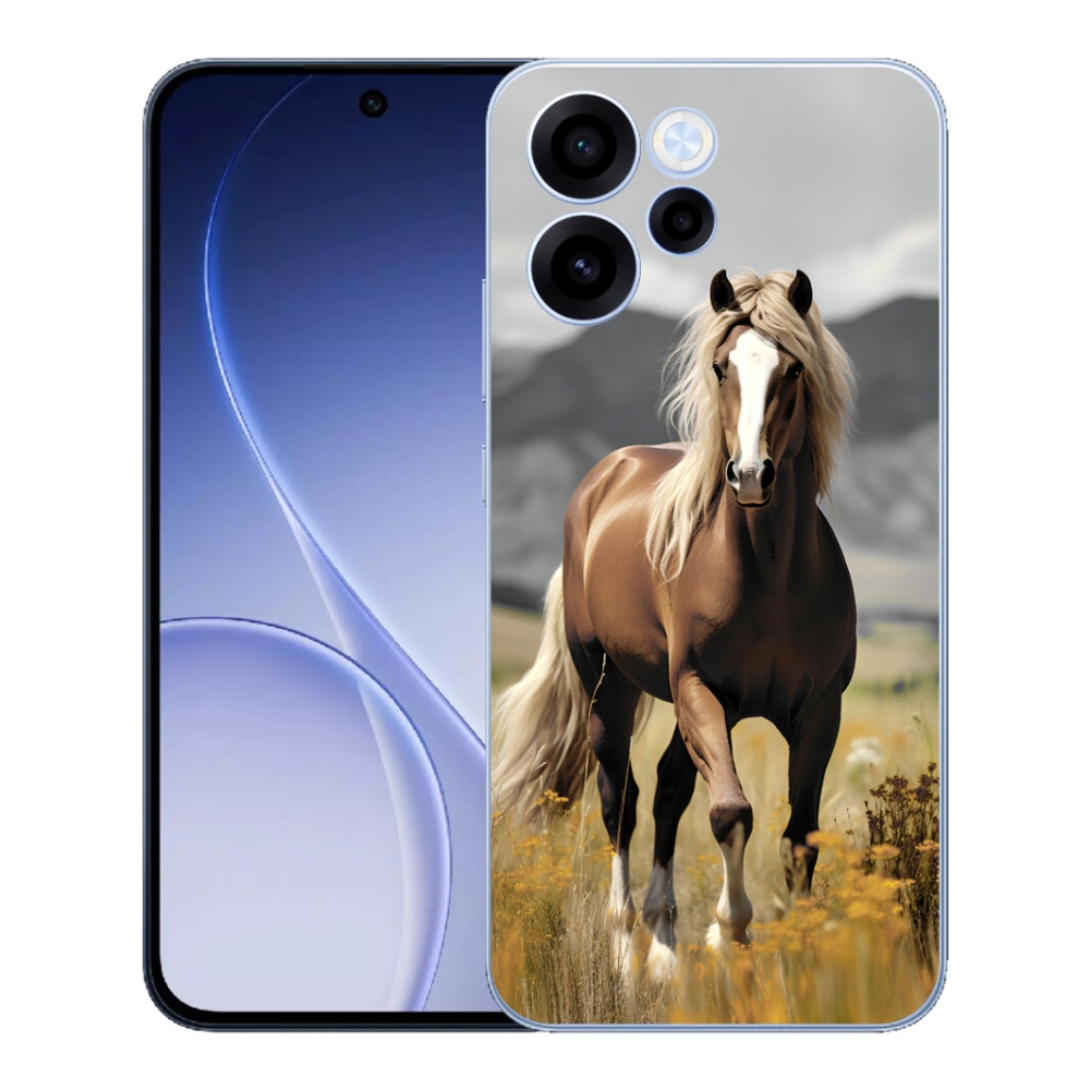Gelový kryt mmCase na Oppo Reno 15 FS 5G - hnědý kůň 1