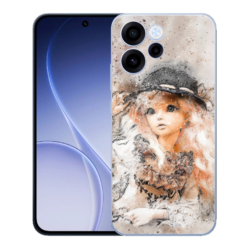 Gelový kryt mmCase na Oppo Reno 15 FS 5G - holčička s kloboukem
