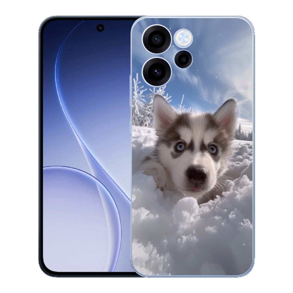Gelový kryt mmCase na Oppo Reno 15 FS 5G - husky ve sněhu