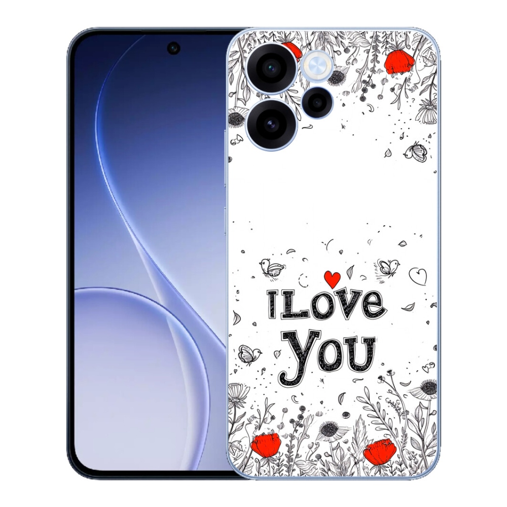 Gelový kryt mmCase na Oppo Reno 15 FS 5G - I love you bílé pozadí