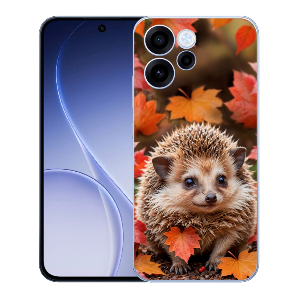 Gelový kryt mmCase na Oppo Reno 15 FS 5G - ježek v listí