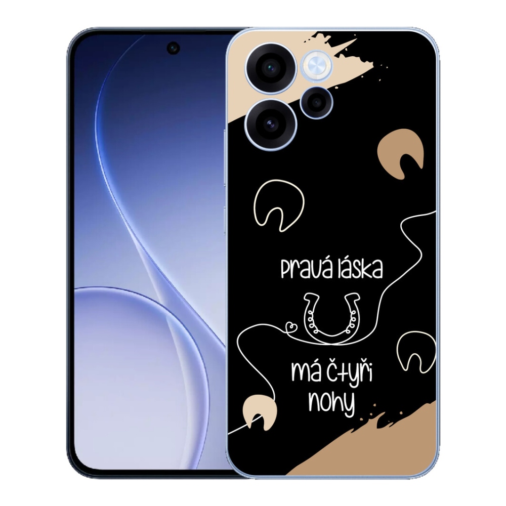 Gelový kryt mmCase na Oppo Reno 15 FS 5G - koňský motiv černé pozadí