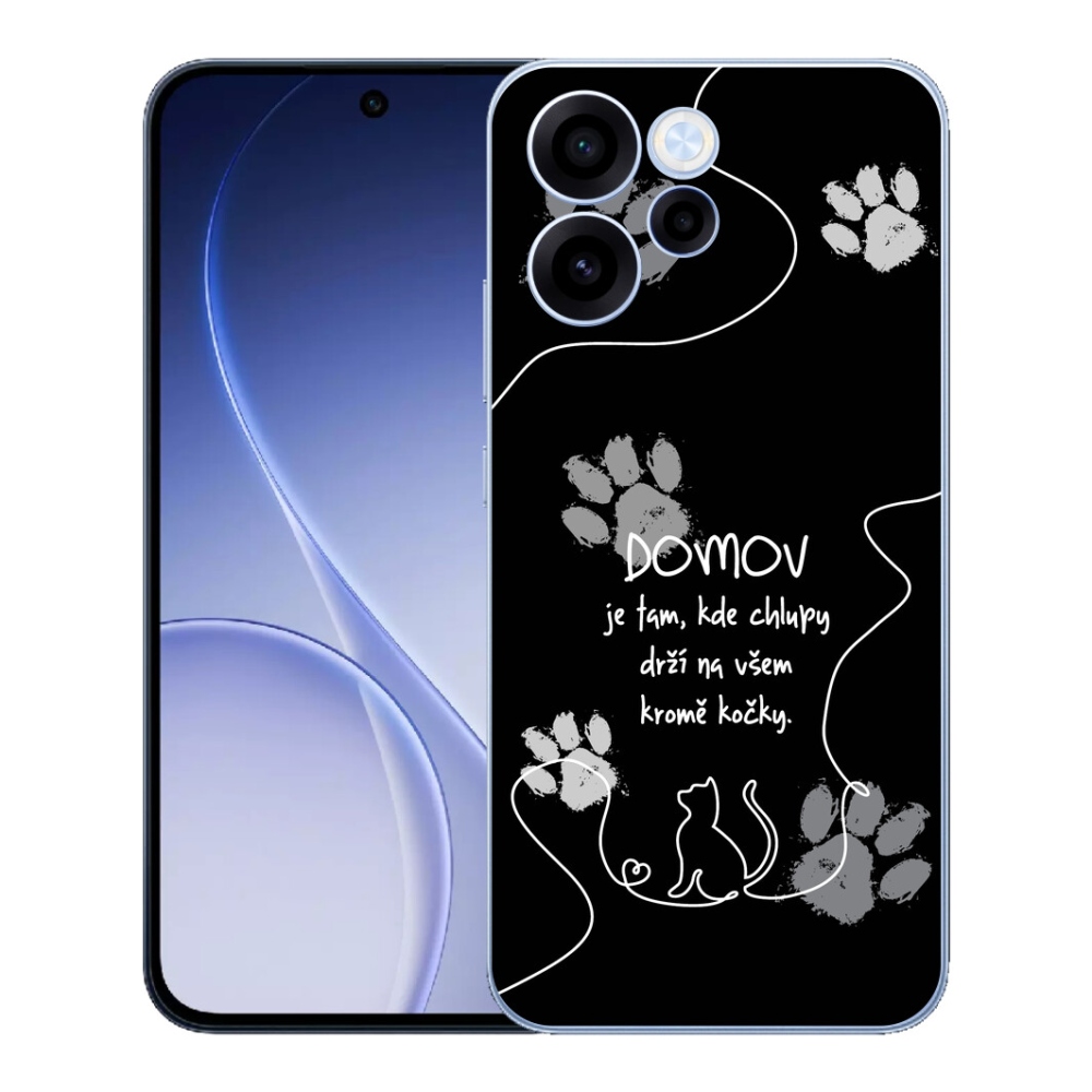 Gelový kryt mmCase na Oppo Reno 15 FS 5G - kočičí motiv černé pozadí