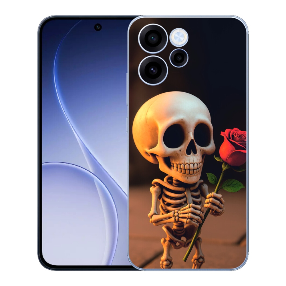 Gelový kryt mmCase na Oppo Reno 15 FS 5G - kostlivec s růží