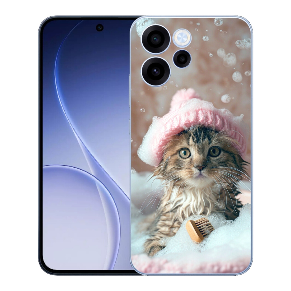Gelový kryt mmCase na Oppo Reno 15 FS 5G - kotě a koupel