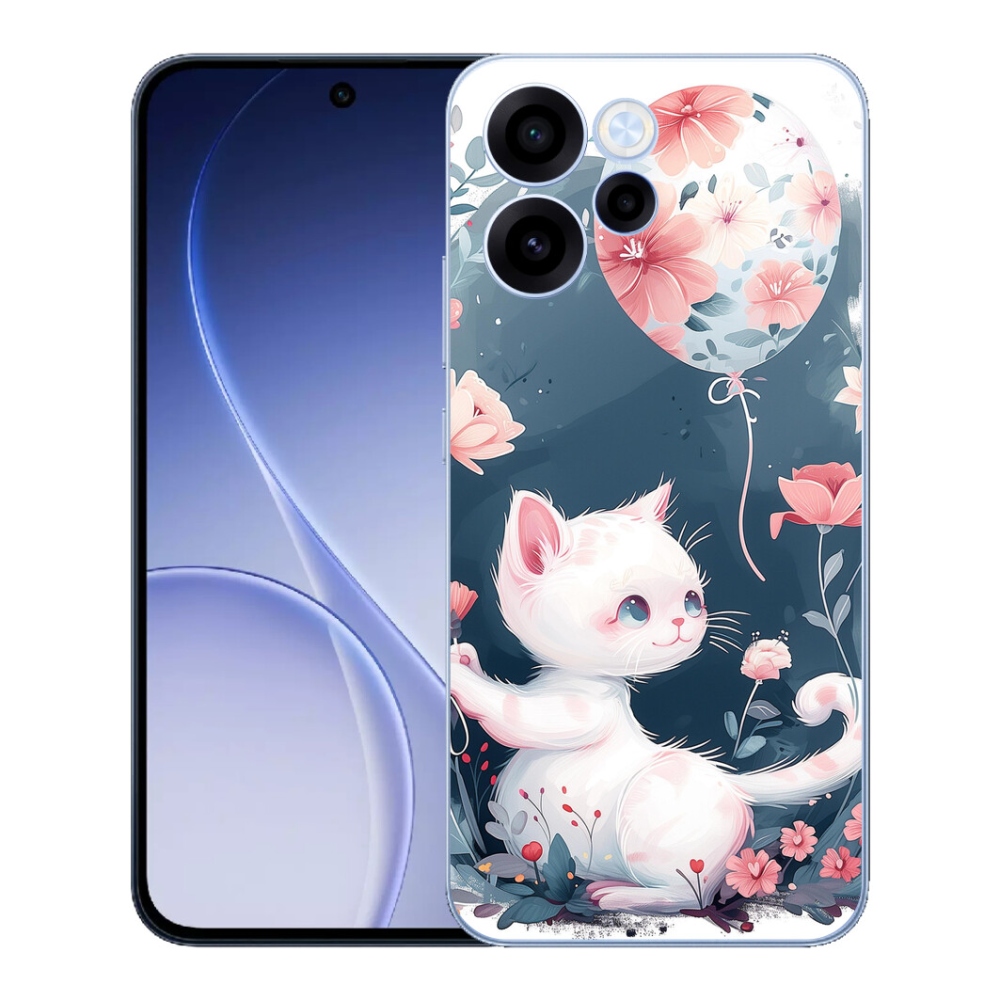 Gelový kryt mmCase na Oppo Reno 15 FS 5G - kotě s balónkem