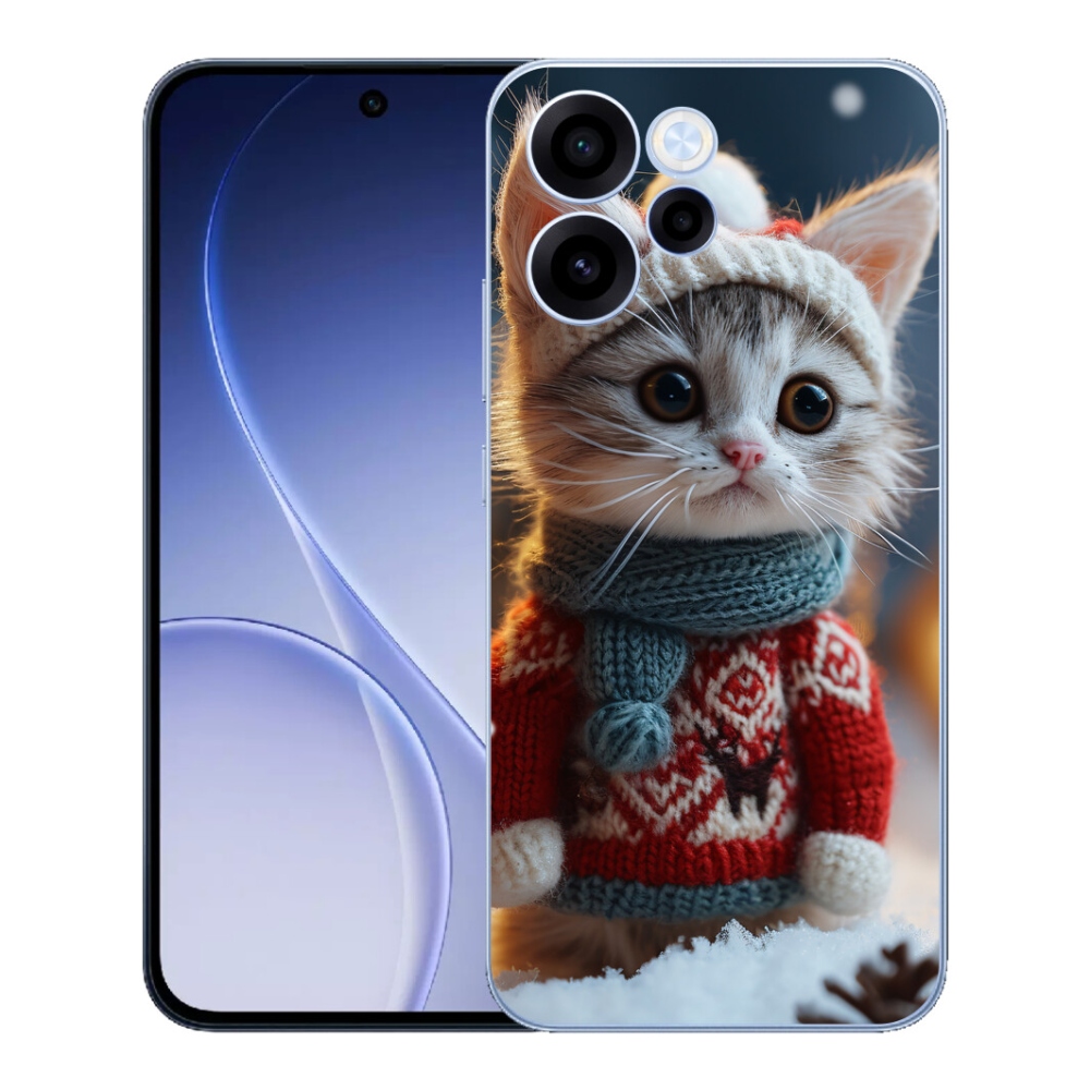 Gelový kryt mmCase na Oppo Reno 15 FS 5G - kotě ve svetru