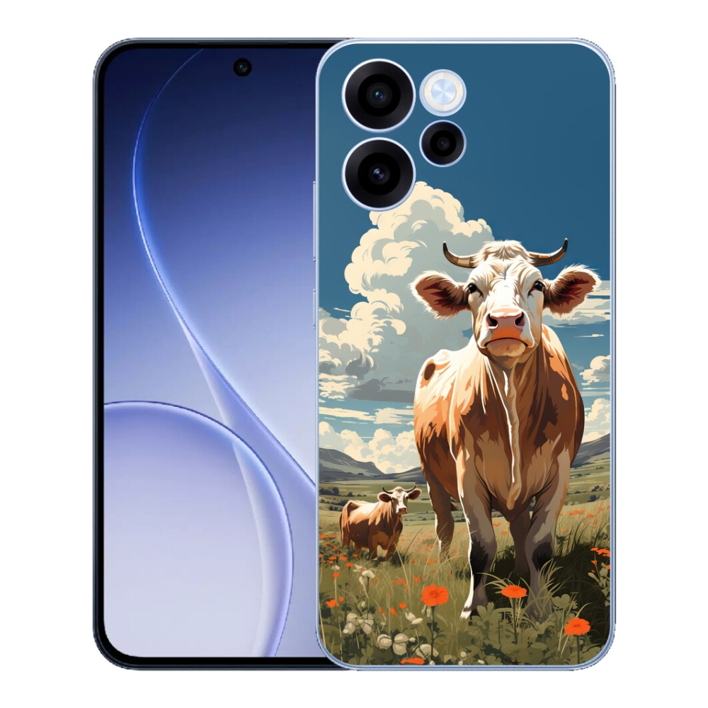 Gelový kryt mmCase na Oppo Reno 15 FS 5G - krávy na louce