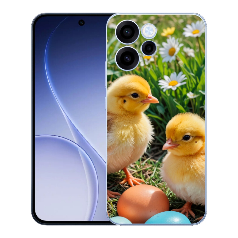 Gelový kryt mmCase na Oppo Reno 15 FS 5G - kuřátka