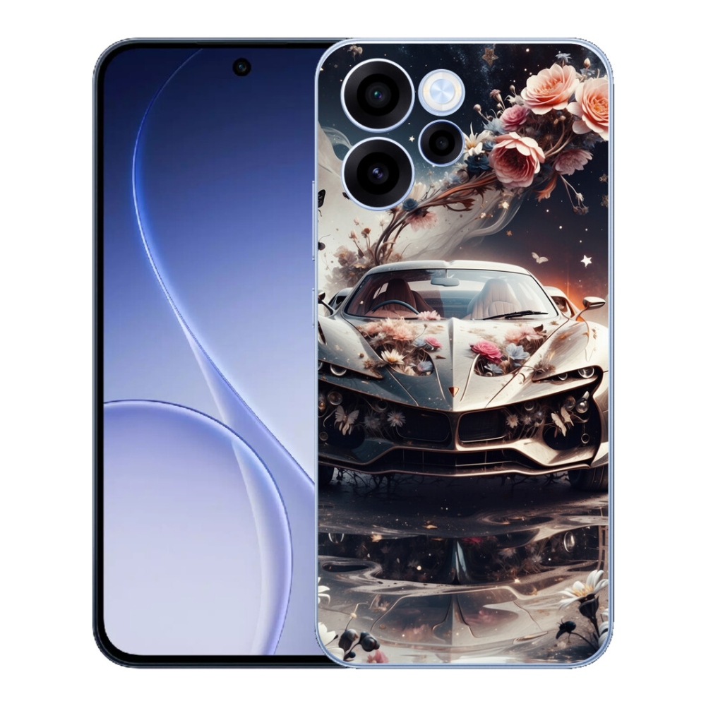 Gelový kryt mmCase na Oppo Reno 15 FS 5G - květinový sportovní vůz