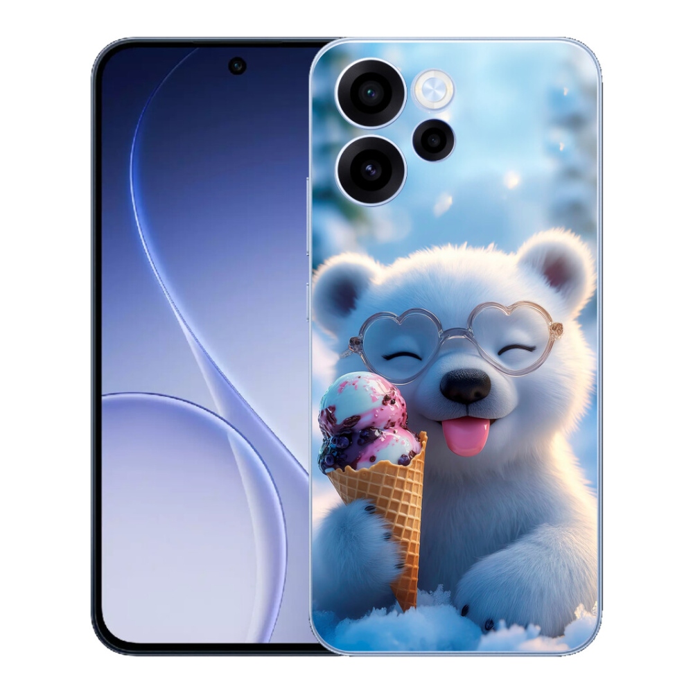 Gelový kryt mmCase na Oppo Reno 15 FS 5G - medvídek se zmrzlinou