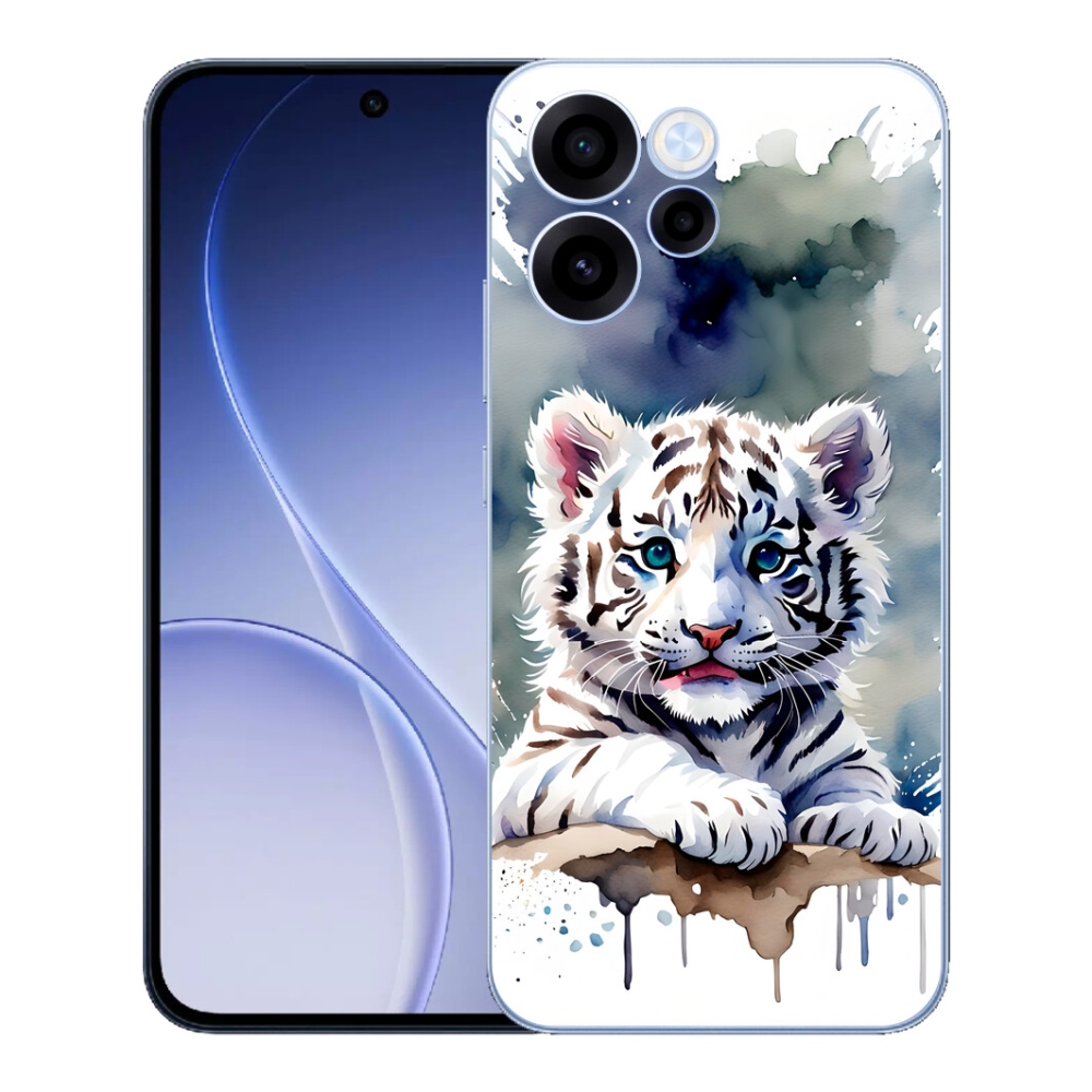 Gelový kryt mmCase na Oppo Reno 15 FS 5G - mládě bílého tygra