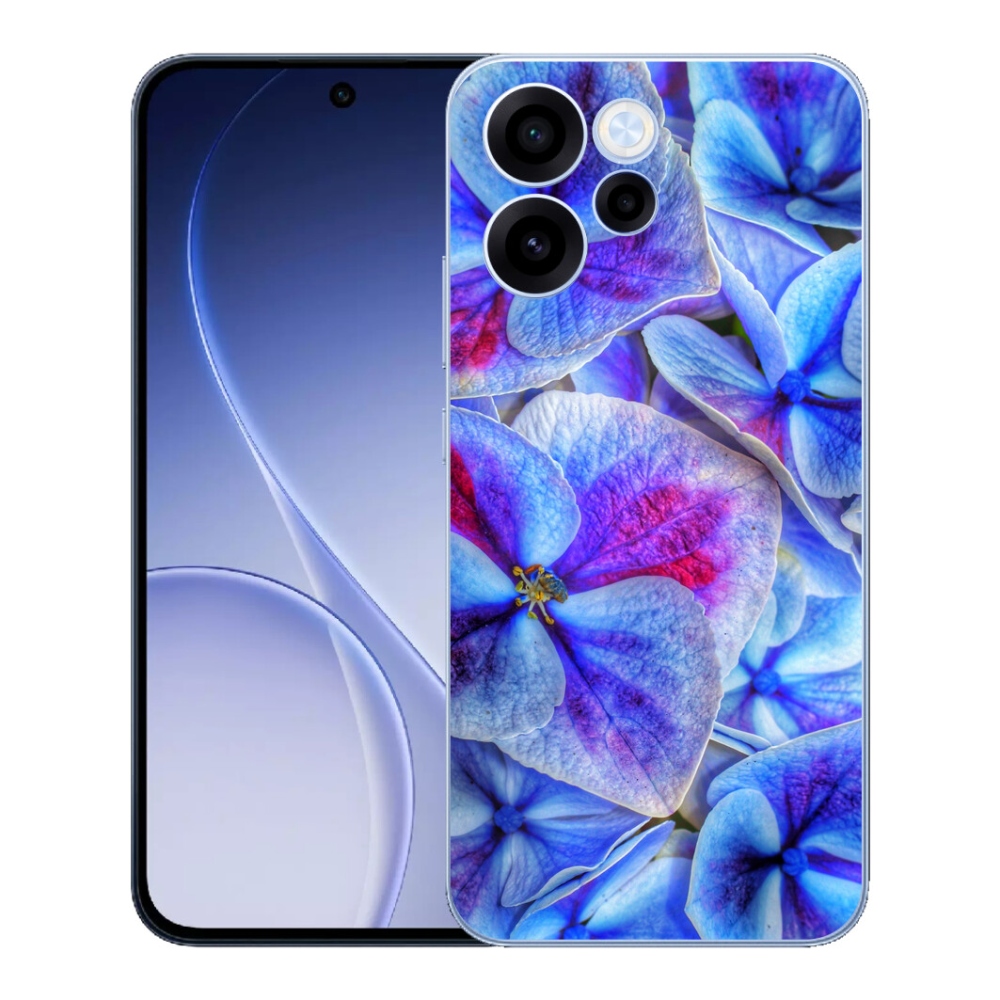 Gelový kryt mmCase na Oppo Reno 15 FS 5G - modré květy 1