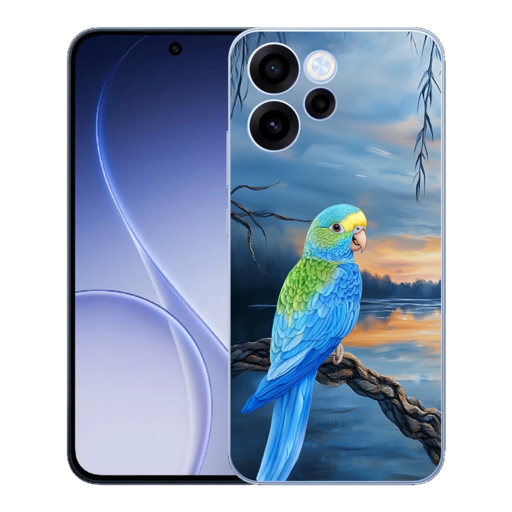 Gelový kryt mmCase na Oppo Reno 15 FS 5G - modrý papoušek