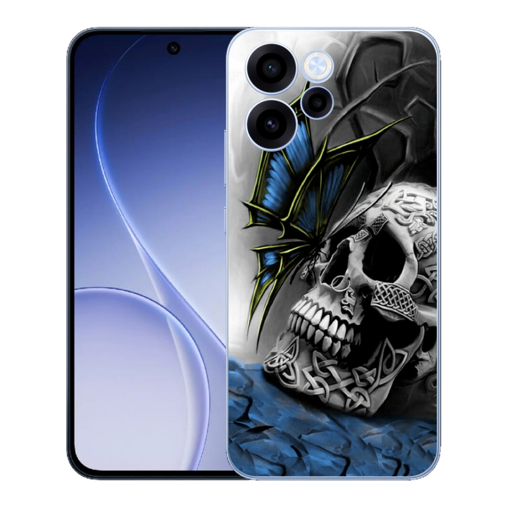 Gelový kryt mmCase na Oppo Reno 15 FS 5G - motýl a lebka