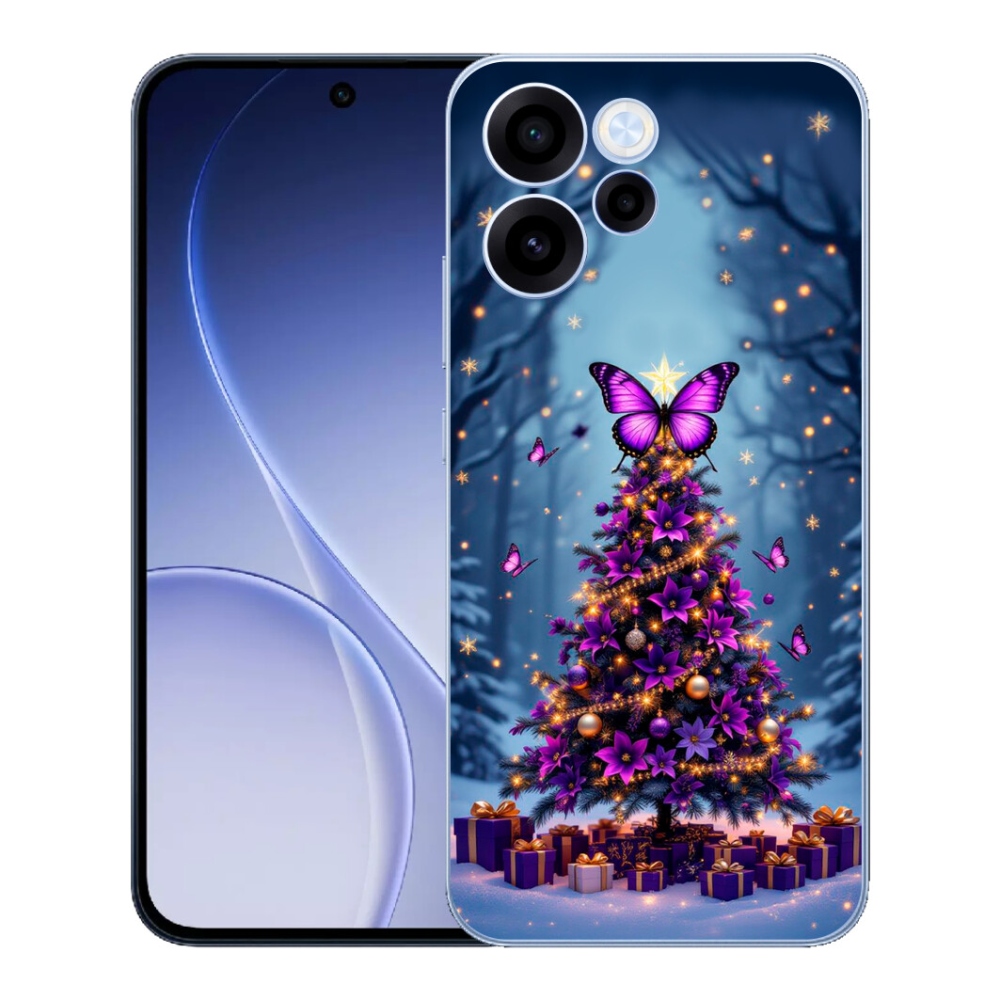 Gelový kryt mmCase na Oppo Reno 15 FS 5G - motýlí vánoční stromek
