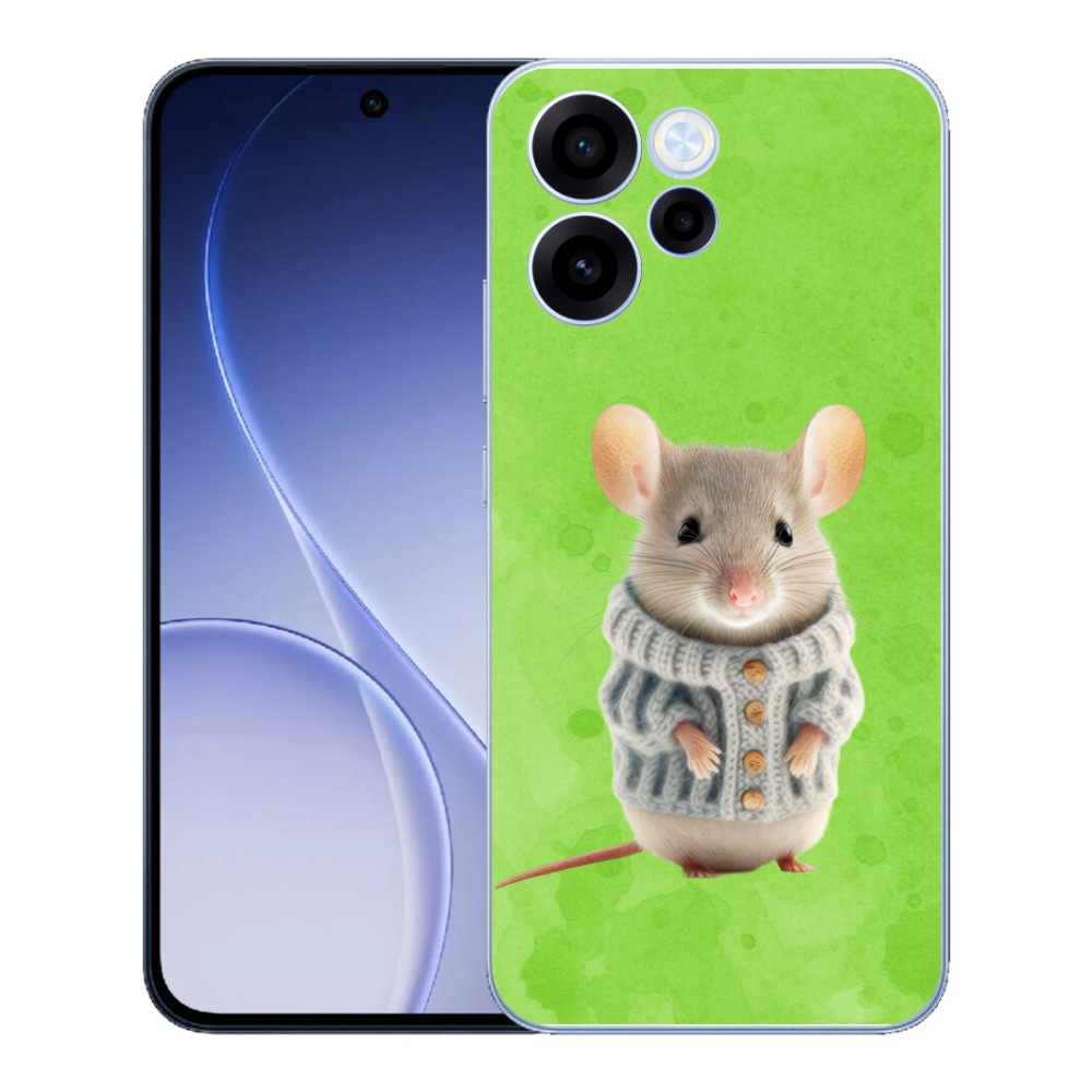 Gelový kryt mmCase na Oppo Reno 15 FS 5G - myška ve svetru