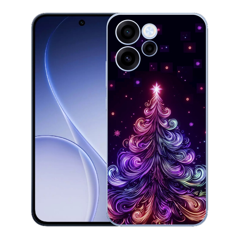 Gelový kryt mmCase na Oppo Reno 15 FS 5G - neonový vánoční stromek 1