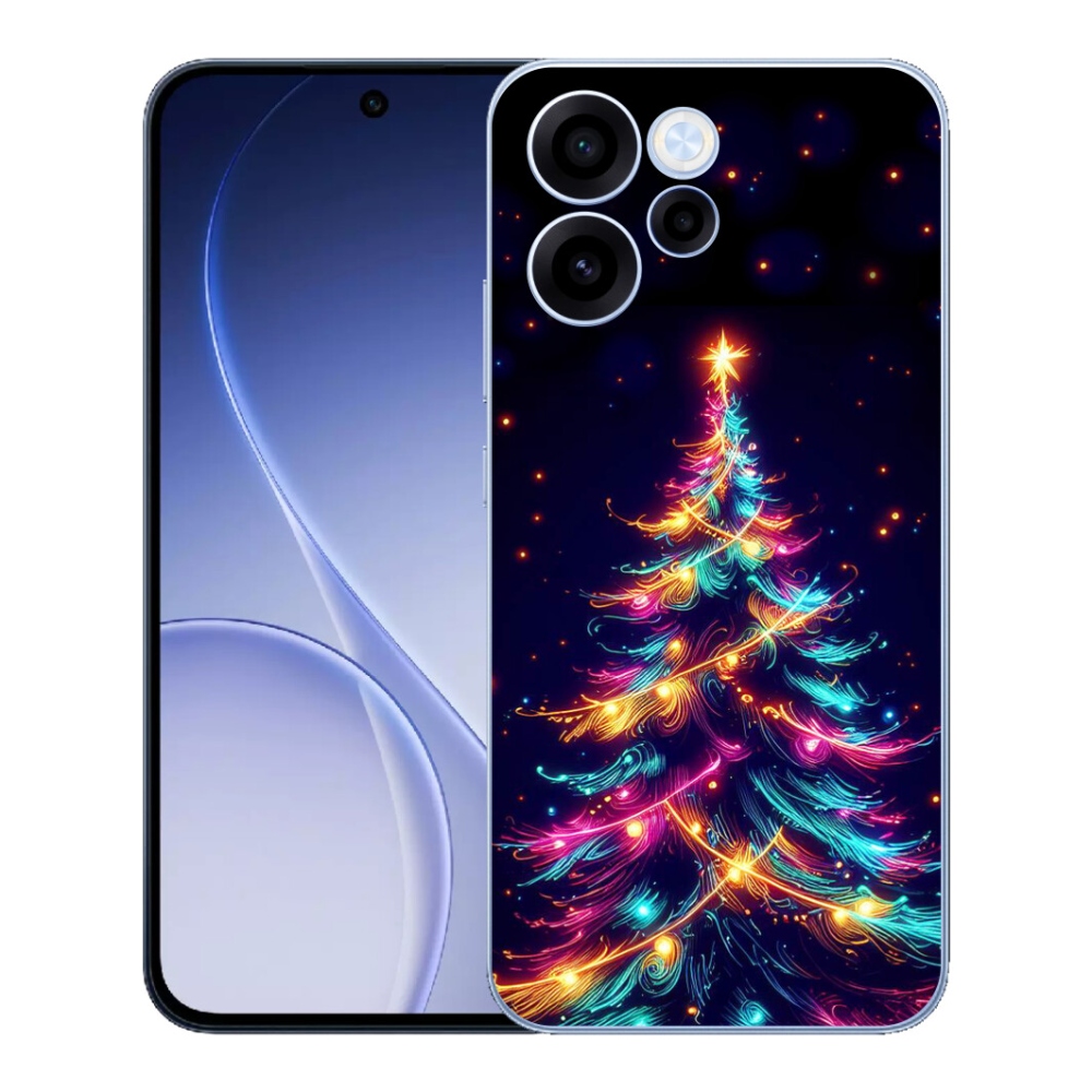 Gelový kryt mmCase na Oppo Reno 15 FS 5G - neonový vánoční stromek