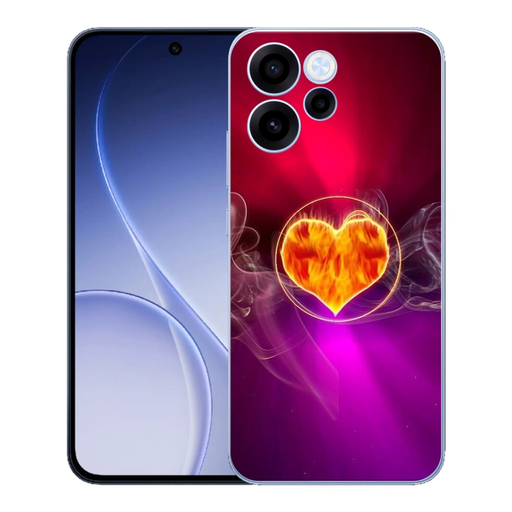 Gelový kryt mmCase na Oppo Reno 15 FS 5G - ohnivé srdce