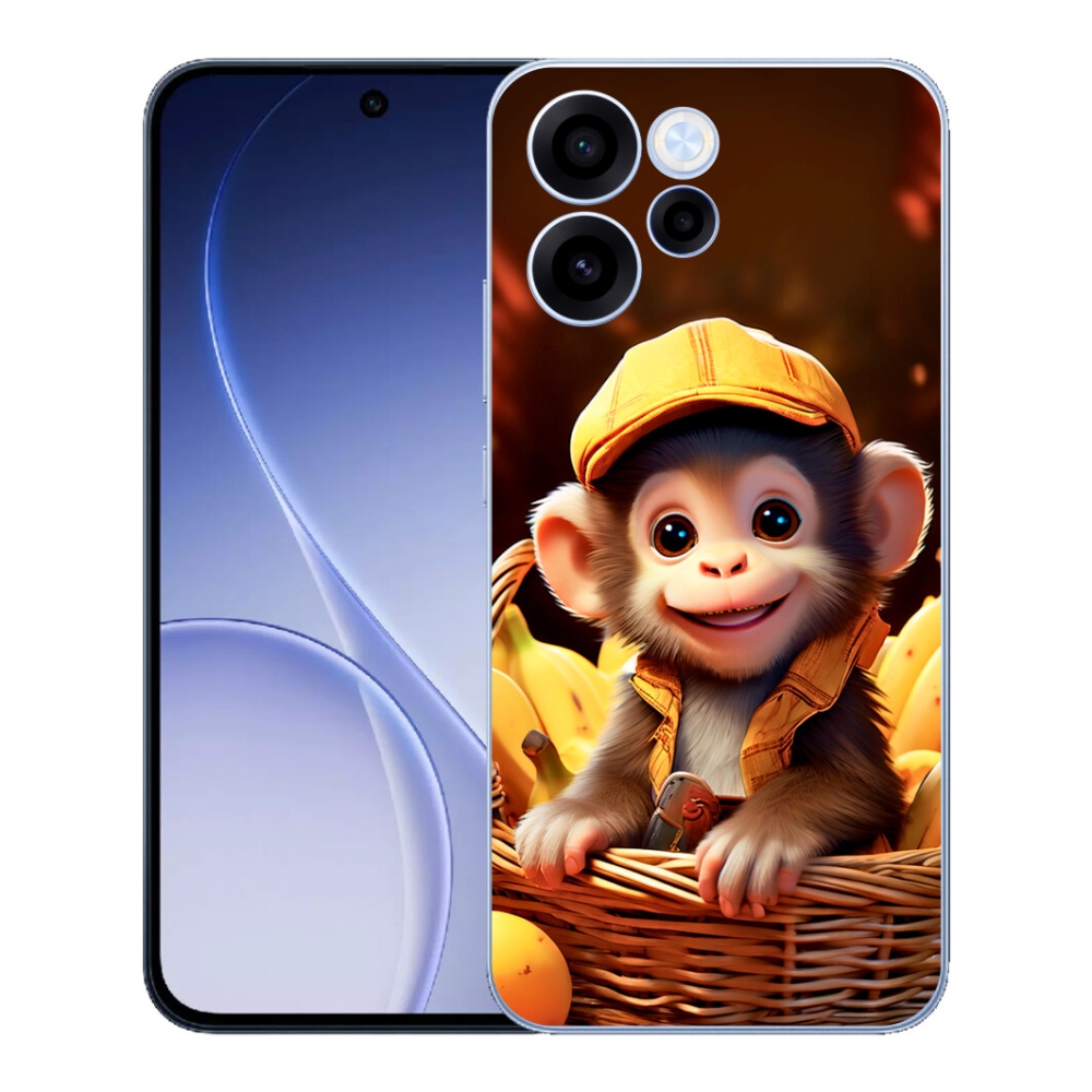 Gelový kryt mmCase na Oppo Reno 15 FS 5G - opice v košíku