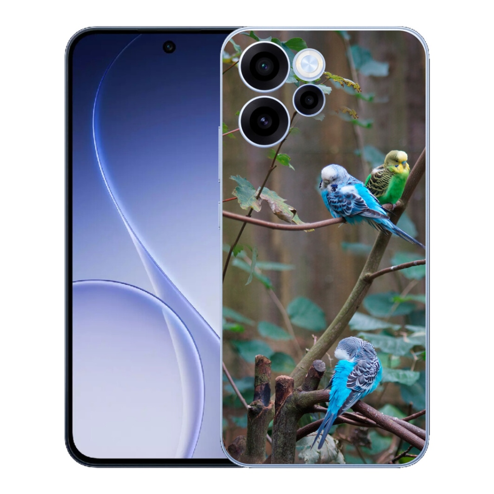 Gelový kryt mmCase na Oppo Reno 15 FS 5G - papoušci na větvi
