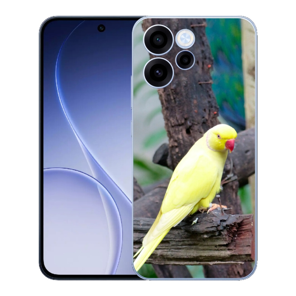 Gelový kryt mmCase na Oppo Reno 15 FS 5G - papoušek alexandr žlutý