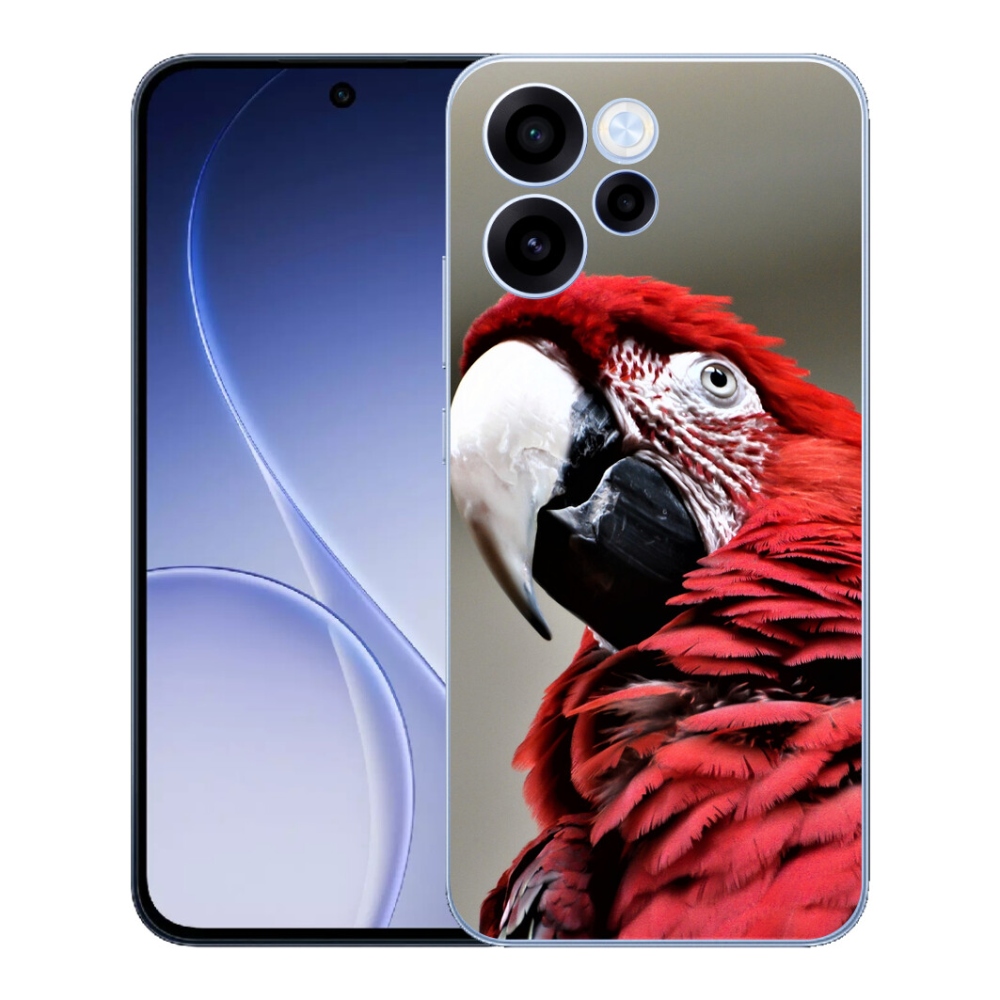 Gelový kryt mmCase na Oppo Reno 15 FS 5G - papoušek ara červený