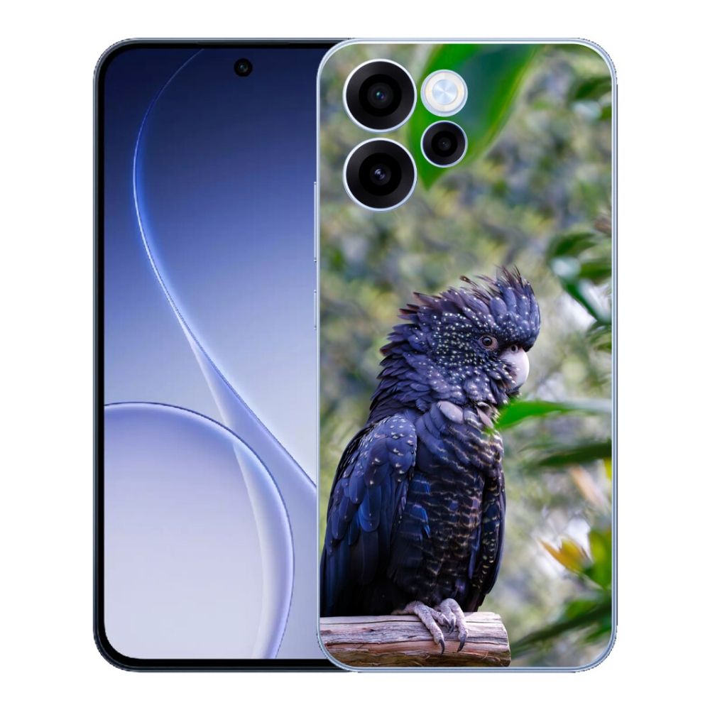 Gelový kryt mmCase na Oppo Reno 15 FS 5G - papoušek kakadu černý