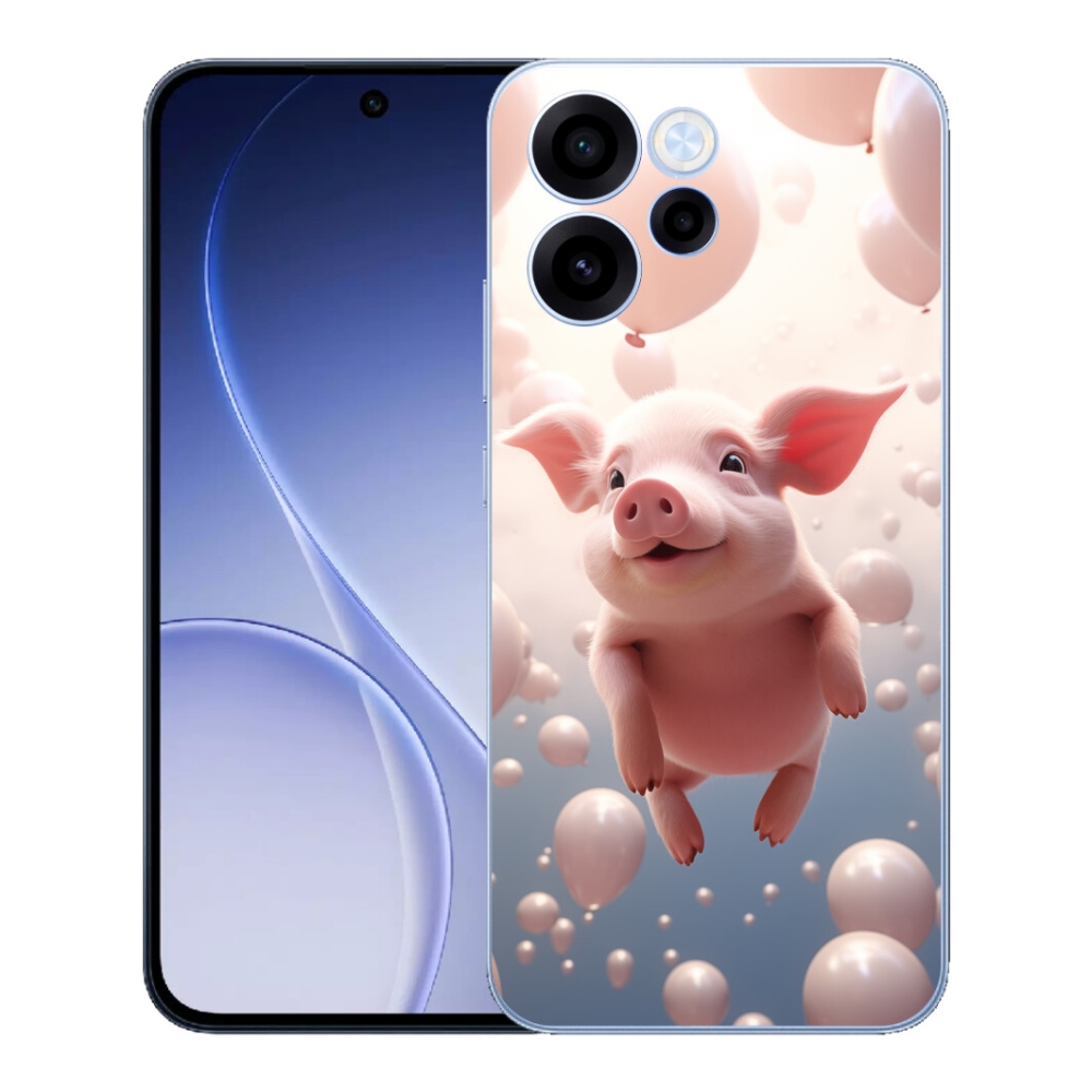 Gelový kryt mmCase na Oppo Reno 15 FS 5G - prasátko s balónky