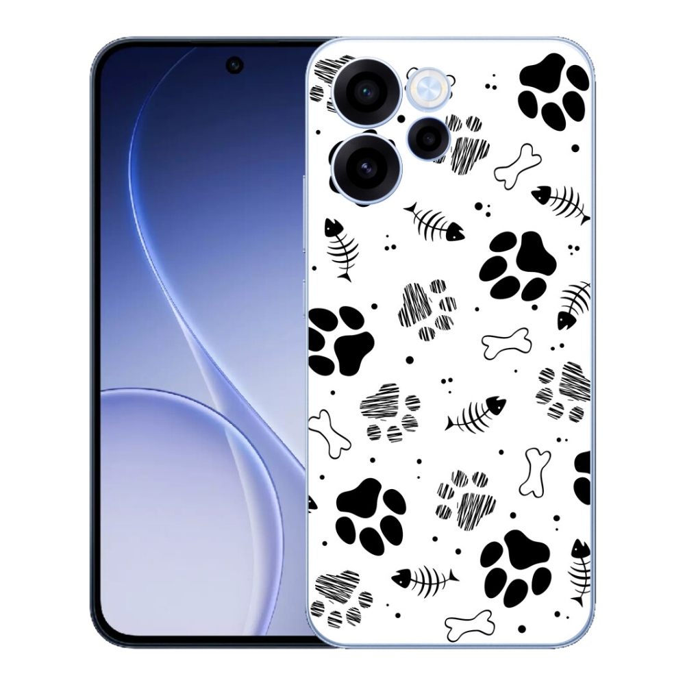 Gelový kryt mmCase na Oppo Reno 15 FS 5G - psí tlapky 1