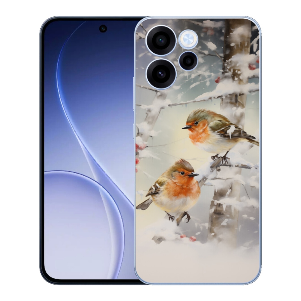 Gelový kryt mmCase na Oppo Reno 15 FS 5G - ptáčci v zimě