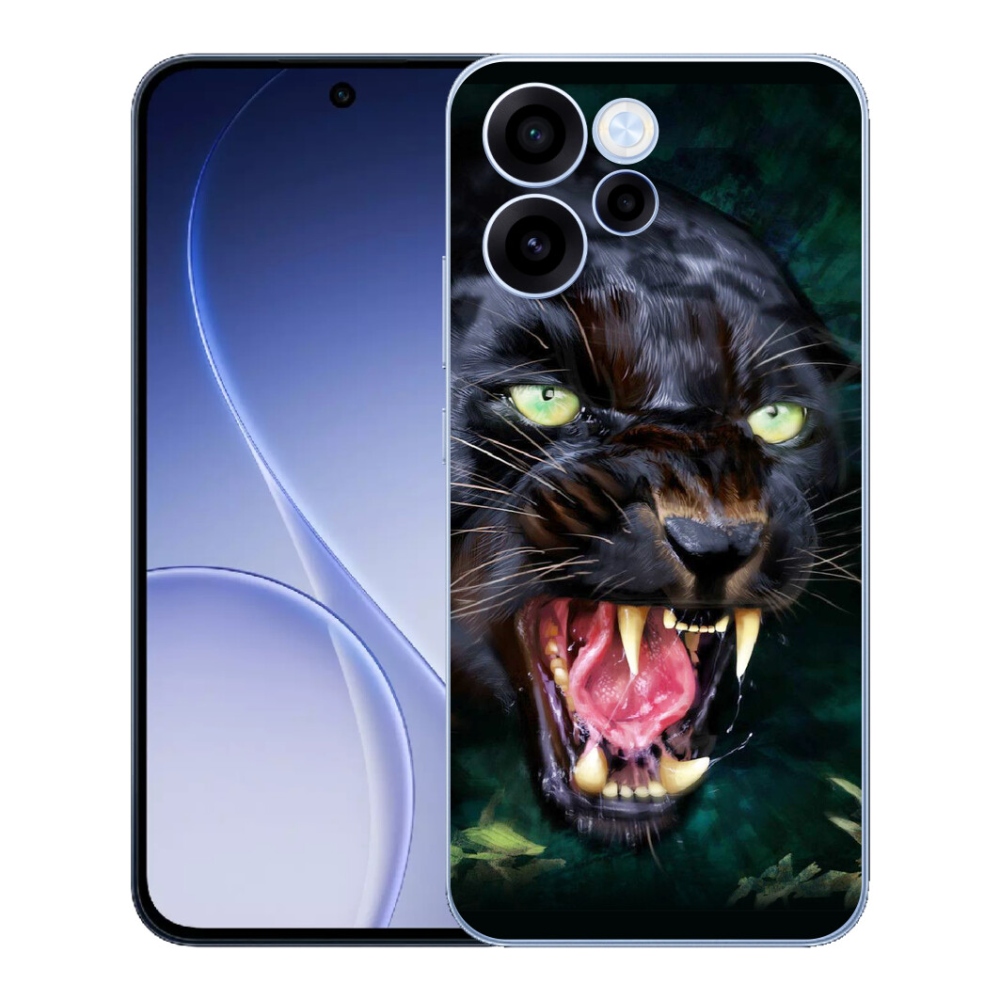 Gelový kryt mmCase na Oppo Reno 15 FS 5G - rozzuřený černý panter