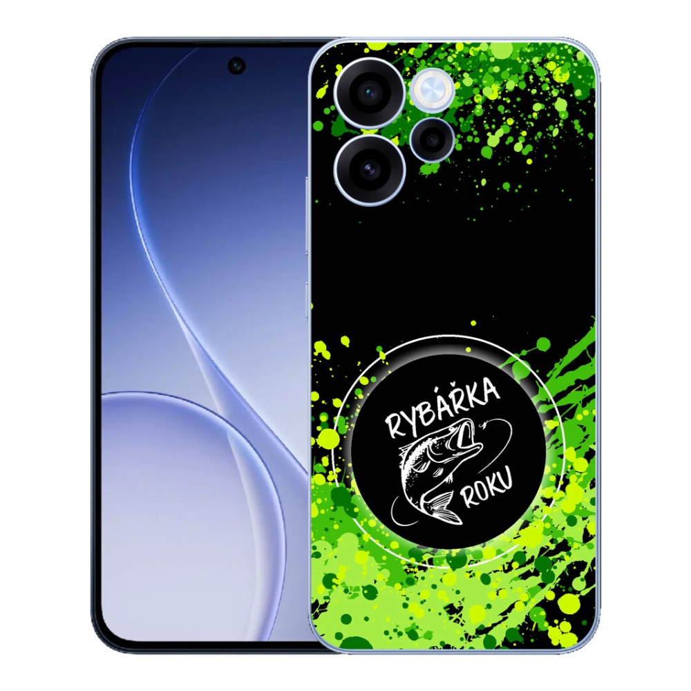 Gelový kryt mmCase na Oppo Reno 15 FS 5G - rybářka roku černé pozadí