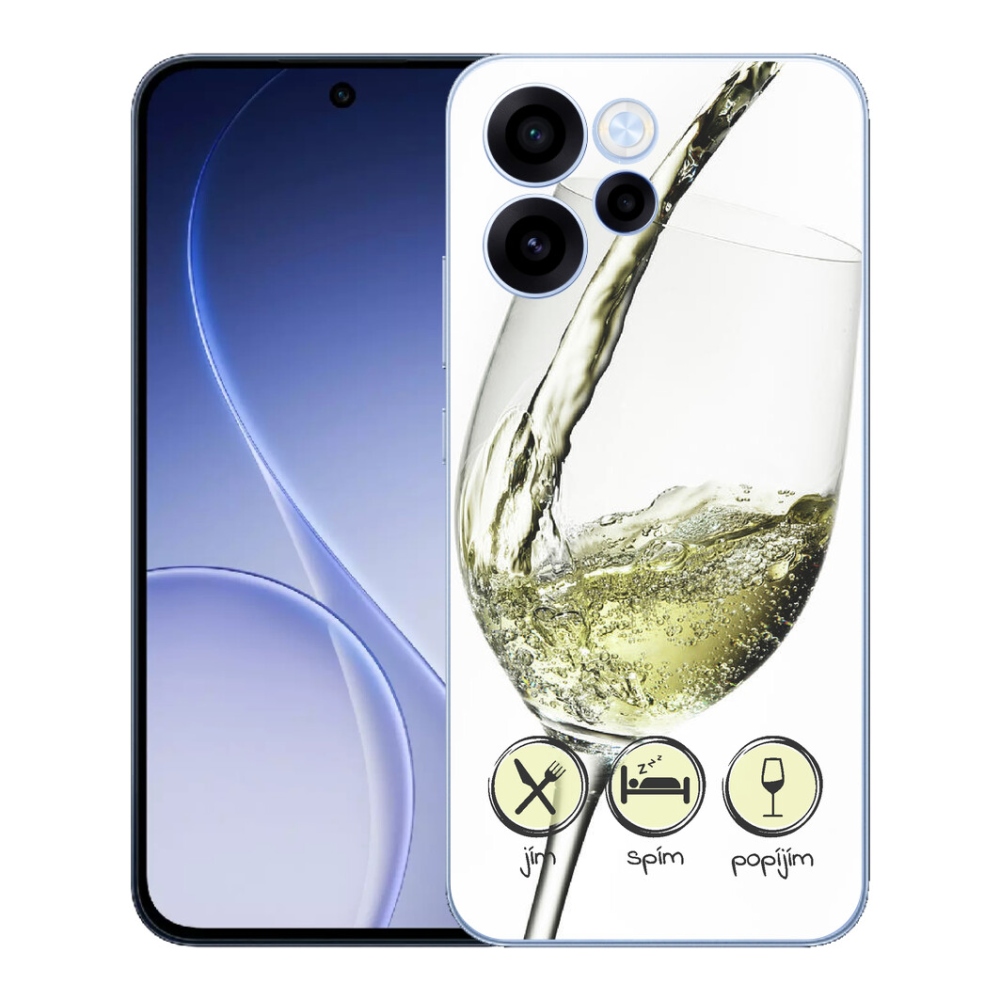 Gelový kryt mmCase na Oppo Reno 15 FS 5G - sklenička vína bílé
