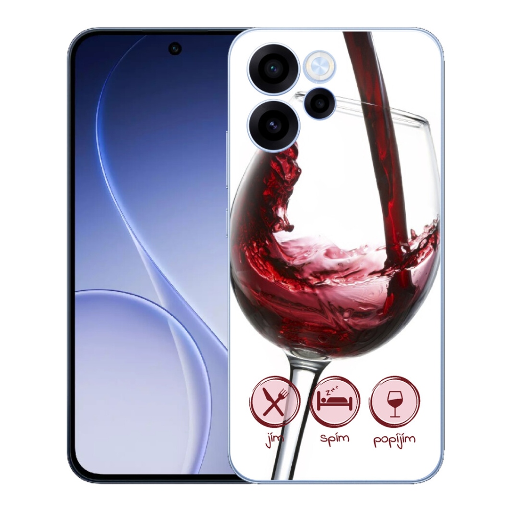 Gelový kryt mmCase na Oppo Reno 15 FS 5G - sklenička vína červené