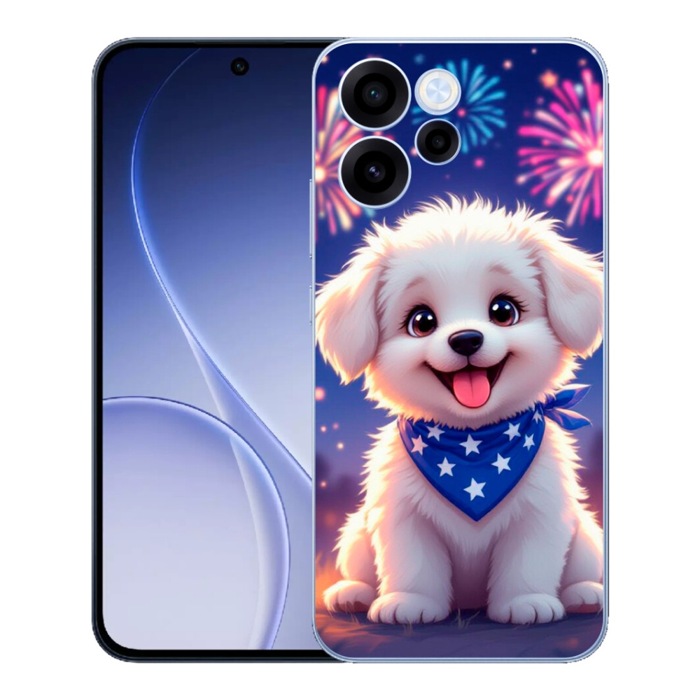 Gelový kryt mmCase na Oppo Reno 15 FS 5G - slavnostní štěně