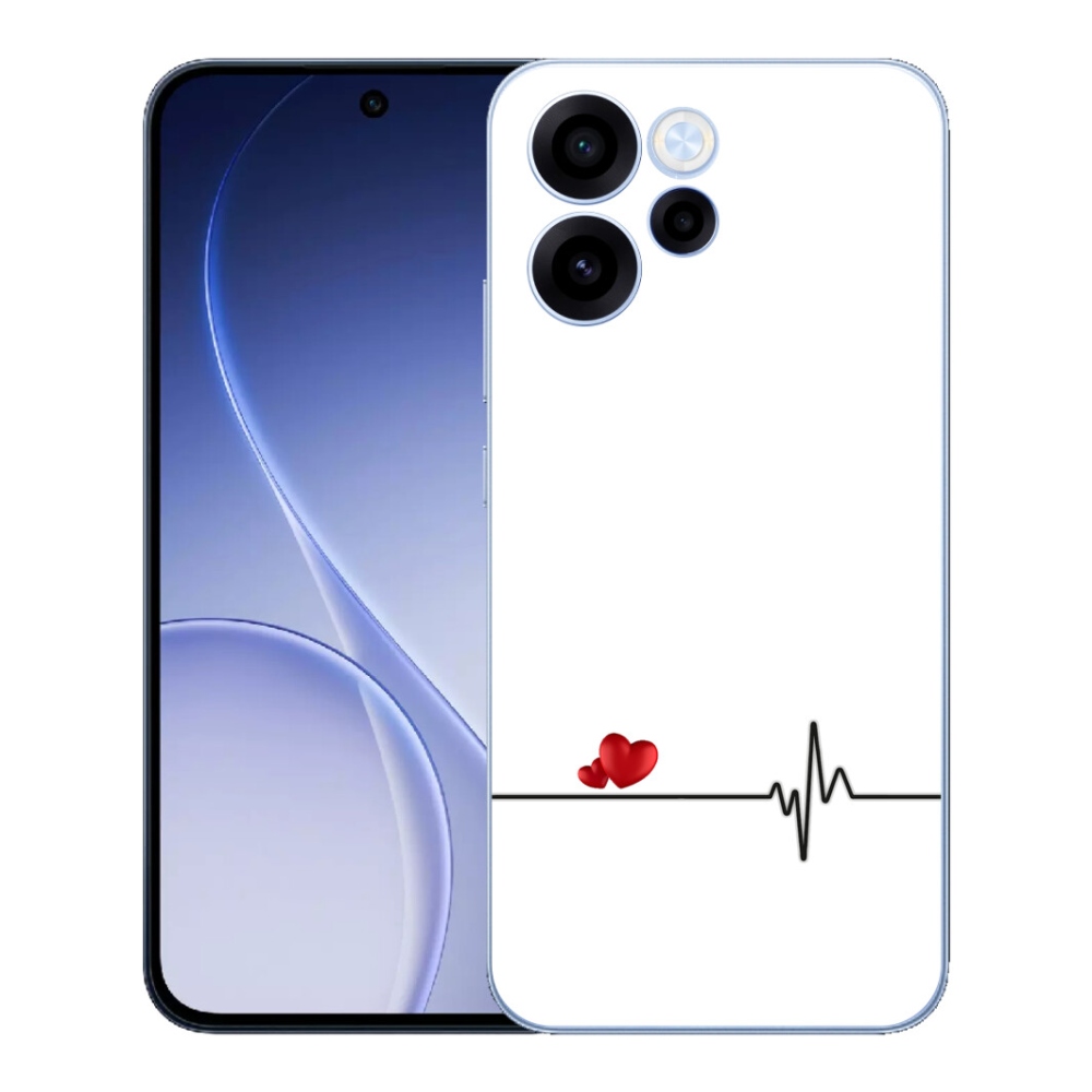 Gelový kryt mmCase na Oppo Reno 15 FS 5G - srdce a tep bílé pozadí