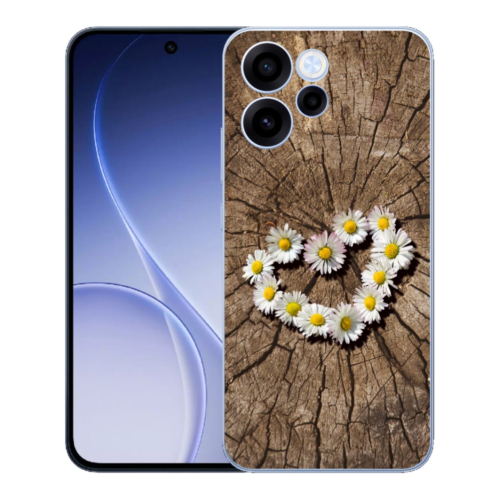 Gelový kryt mmCase na Oppo Reno 15 FS 5G - srdce z kopretin