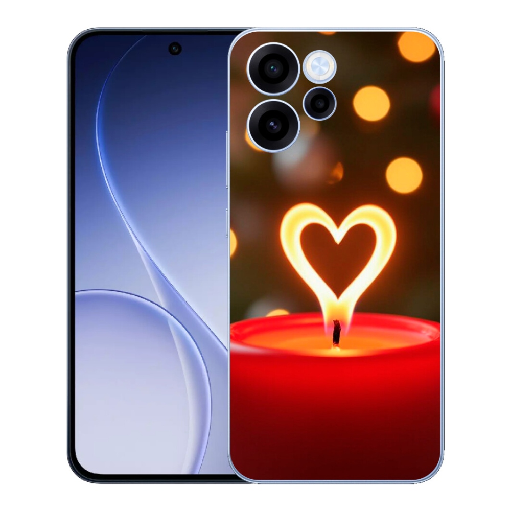Gelový kryt mmCase na Oppo Reno 15 FS 5G - srdce z plamene