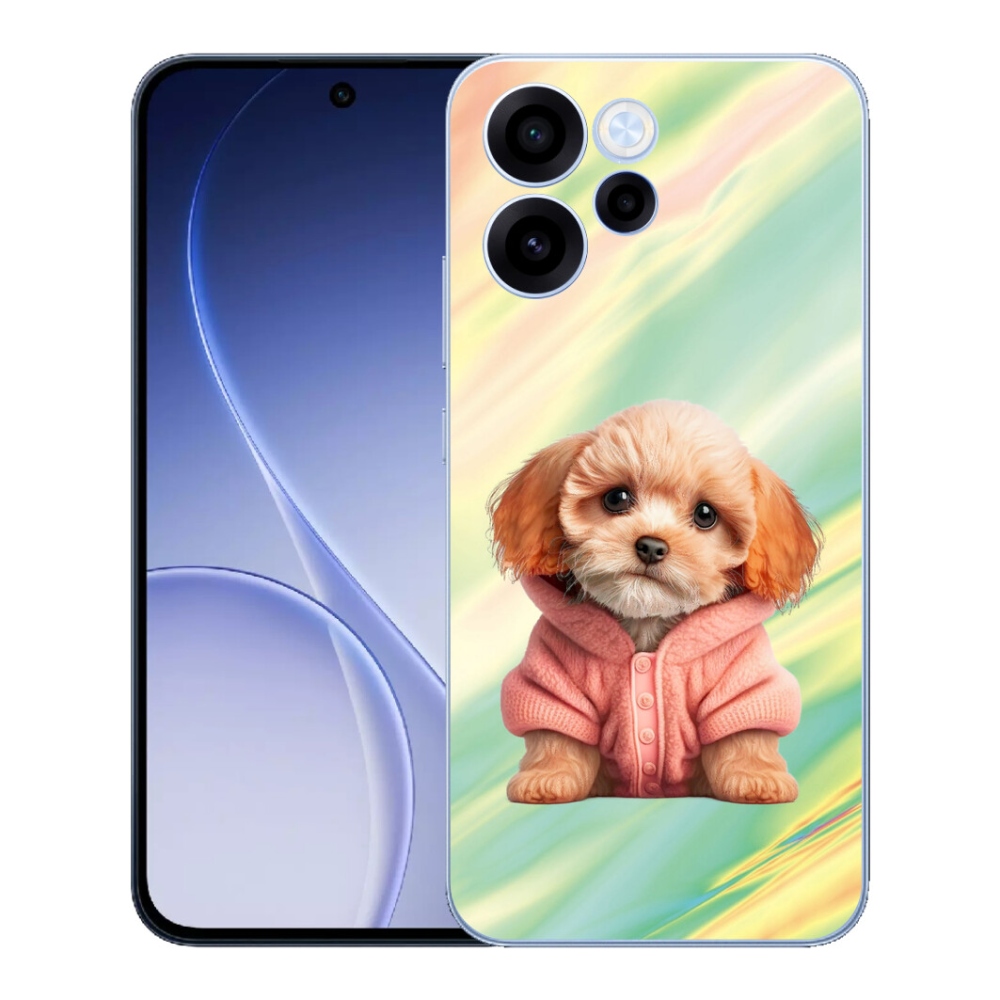 Gelový kryt mmCase na Oppo Reno 15 FS 5G - štěně ve svetru