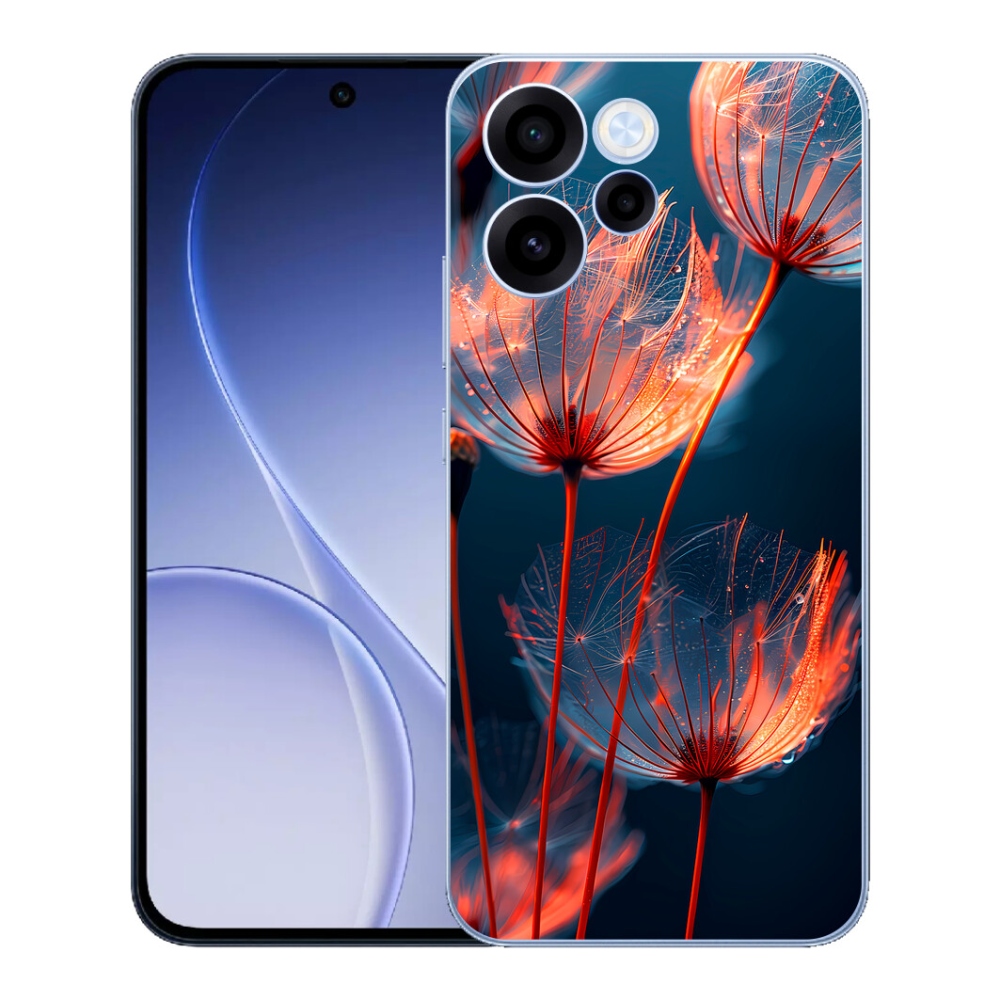 Gelový kryt mmCase na Oppo Reno 15 FS 5G - světélkující chmýří