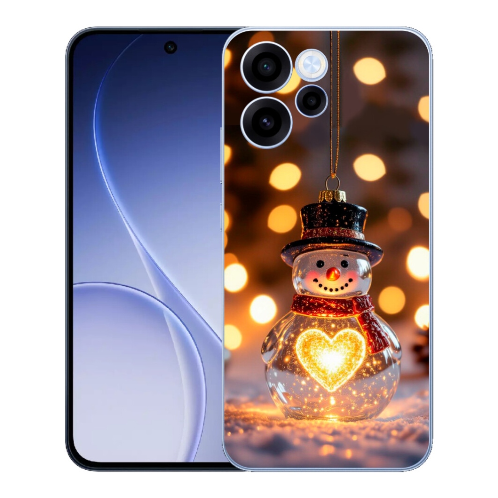 Gelový kryt mmCase na Oppo Reno 15 FS 5G - svítící vánoční sněhulák