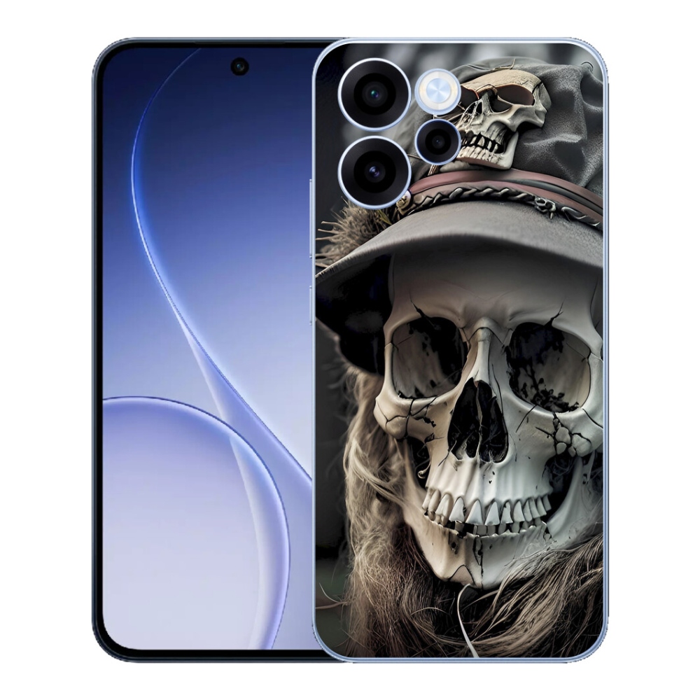 Gelový kryt mmCase na Oppo Reno 15 FS 5G - temná lebka