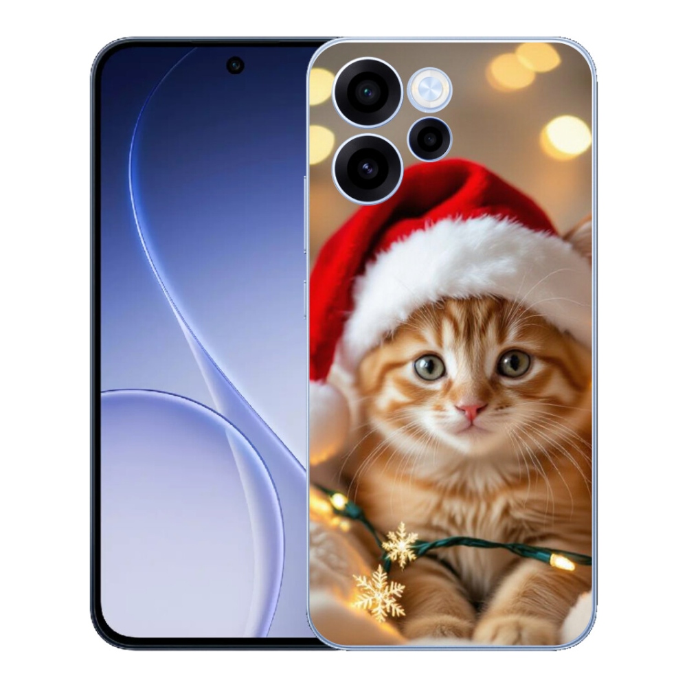 Gelový kryt mmCase na Oppo Reno 15 FS 5G - vánoční kotě