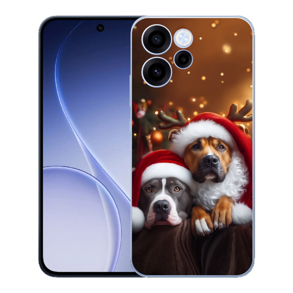 Gelový kryt mmCase na Oppo Reno 15 FS 5G - vánoční psi