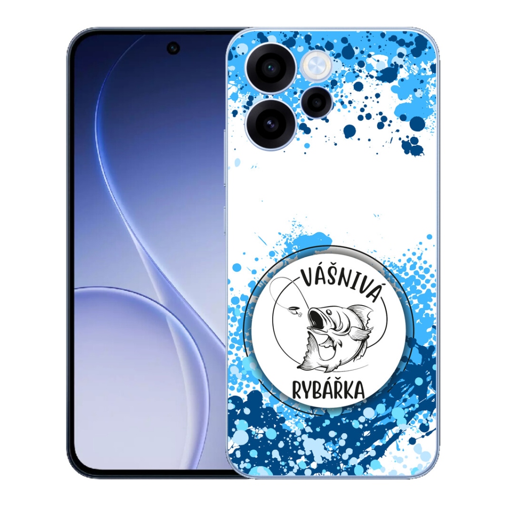 Gelový kryt mmCase na Oppo Reno 15 FS 5G - vášnivá rybářka bílé pozadí
